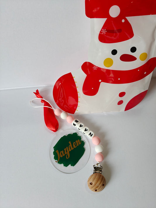 🎄 Kerstpakket – Speenkoord & Kerstbal (Roze)