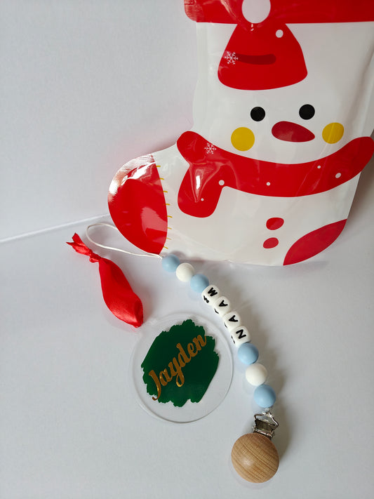 🎄 Kerstpakket – Speenkoord & Kerstbal (Blauw)